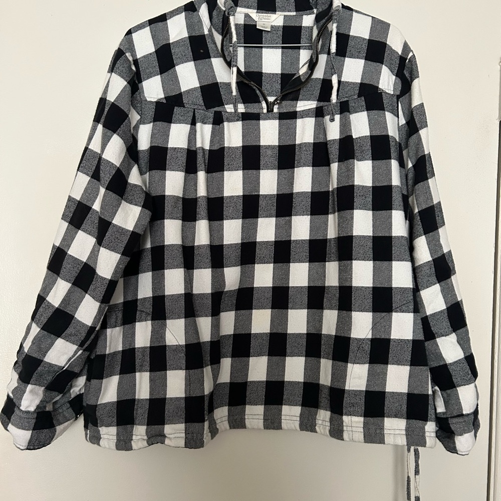 Christopher & Banks Black and White Checkered Top